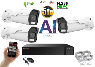 Monitorrs Security AI IP Park 3 kamerový set 5 Mpix (6185K3)